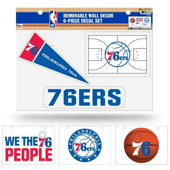 Philadelphia NBA 76-ers Set of 6 Removable Wall Decal Stickers