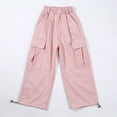 thumbnail image 2 of Gyexs Girls Cargo Pants Size 14-16 Waterproof Cargo Trousers Elastic Waist Casual Jogger Pants Casual Straight Streetwear Teen Girl Trendy Clothes Pink 9-10 Years, 2 of 7