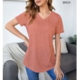 thumbnail image 2 of Mint Plus Pink - Solid V-Neck Casual Tops - Luxuriously Comfortable Tri- Blend Delight, 2 of 5
