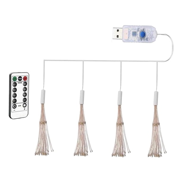 Luz LED de fuegos artificiales, cadena de luces USB colgante impermeable, 8 modos de luz de hadas Color RGB