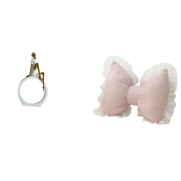 Estatua de niña,Estatuas de mujeres y niñas,figuritas decorativas elegantes,Cojín con lazo bonito,Almohada con forma de lazo,bonito cojín decorativo con lazo,Funda de almohada con lazo