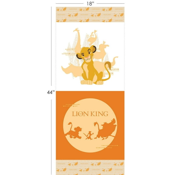 Disney The Lion King Orange 100% Cotton Fabric Sold by the Panel