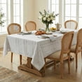thumbnail image 3 of Sm:)e Fabric Openwork Farmhouse Style Linen Tablecloth 52x70 Inch, Yarn-Dyed Woven Table Cover for Dining Decor, Rectangle, Gray, 3 of 5