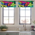 thumbnail image 3 of LALILO Kitchen Curtain Valance Colorful Graffiti Geometric Rod Pocket Window Curtain 52"x 18" Set of 2, 3 of 5
