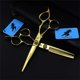 thumbnail image 1 of Juego de tijeras profesionales para cortar el cabello, 6 pulgadas, acero dorado 440C, tijeras de barbero con cuchillas afiladas de precisión., 1 of 5