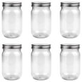 thumbnail image 1 of 6 Pack 16 Ounce Clear Plastic Mason Jars Containers With Screw Sealing Metal Tinplate Lids,Refillable Empty PET Plastic Slime Candy Storage Jars Containers for Home Kitchen Art Craft, 1 of 7