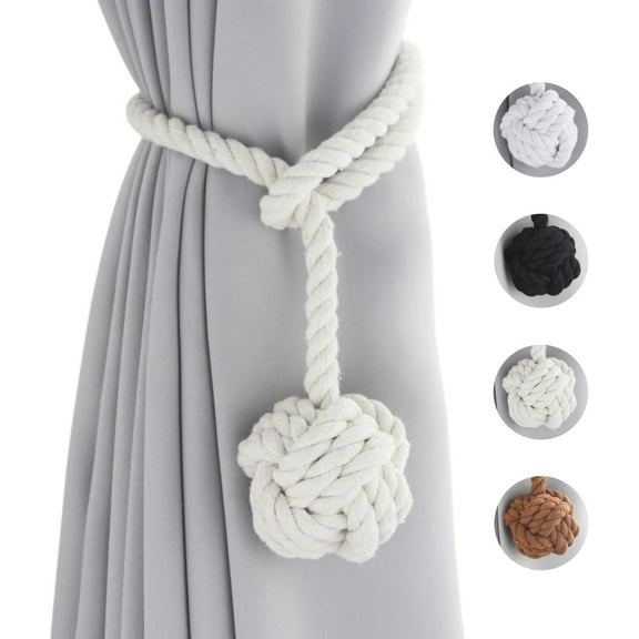 Curtain Tiebacks 2 Pack, Curtain Ties, Curtain Holders for Wall Drapes, Curtain Holdbacks, Curtain Tie Backs for Curtains Pull Backs, Drapery Tiebacks, Outdoor Beige Curtain Rope Tiebacks