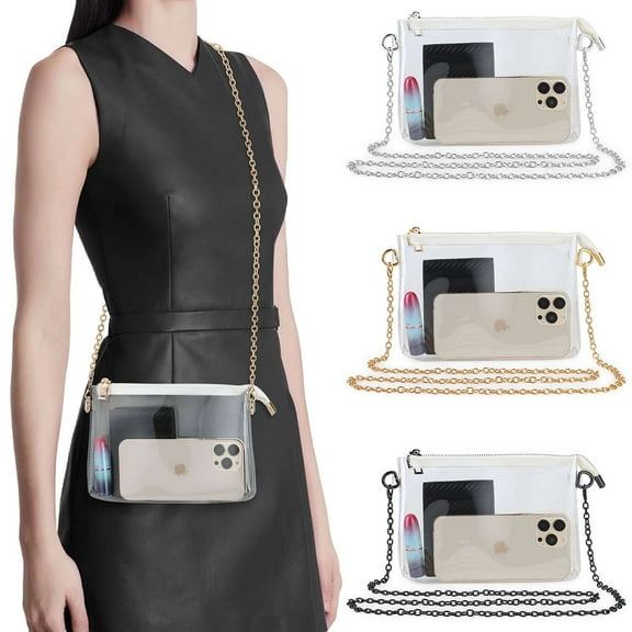 Spencer Waterproof Clear Crossbody Bag, See Through Messenger Satchel Shoulder Bag Stadium Approved Clear Purse for Concerts, Sports Events