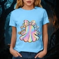 thumbnail image 4 of Dmsael Halloween T-Shirts for Women Cute Ghost Graphic Tees Fall Crewneck Short Sleeve Party Halloween Shirt Women(Sky Blue,M), 4 of 7