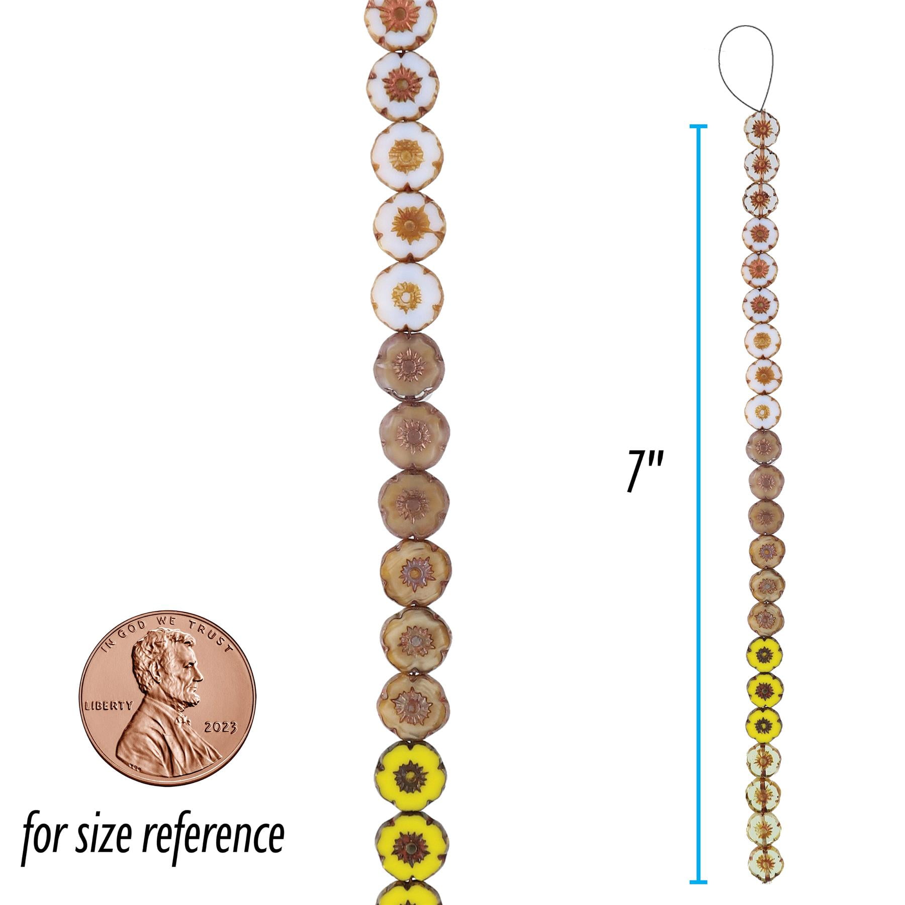 The Beadsmith Czech Glass Strands – Pressed & Table Cut Beads – 6 x 7-Inch Strands, 22 Beads Per Strand – Hibiscus Fall Mix – for Jewelry Making, Decorations & DIY Crafts