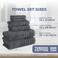 thumbnail image 3 of Hawmam Linen 6-Piece Bathroom Set - 2 Bath Towels, 2 Hand Towels, 2 Washcloths - 100% Turkish Cotton, Gray - Soft, Plush, Quickdry, High Absorbent - Bathroom Accessories & Dorm Room Essentials, 3 of 6