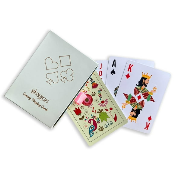 House Of Edi Cartes à Jouer de Luxe pour Adultes - Shagun Festive / Dorée - Lot de 55 Cartes - les Cartes à Jouer Sont Hautement Durables et Durables / Cadeau pour la Famille et les Amis / Cartes à Jouer Étanches