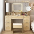 thumbnail image 2 of Ktaxon Large 47.24" Makeup Vanity Table Set with Hidden Storage, 9-Drawer Dressing Table, Bedroom Makeup Table, Natural, 2 of 11