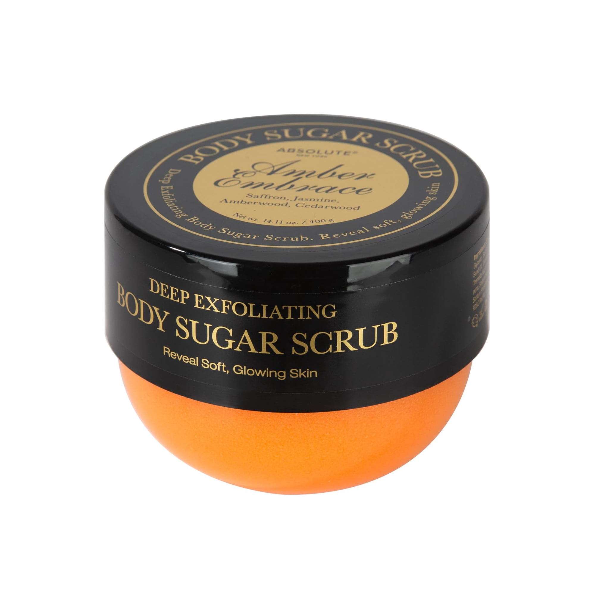 Absolute New York Amber Embrace Body Scrub, Exfoliating Sugar Scrub for Silky Smooth Skin, Rich Luxurious Body Care Essentials, 14.11 oz