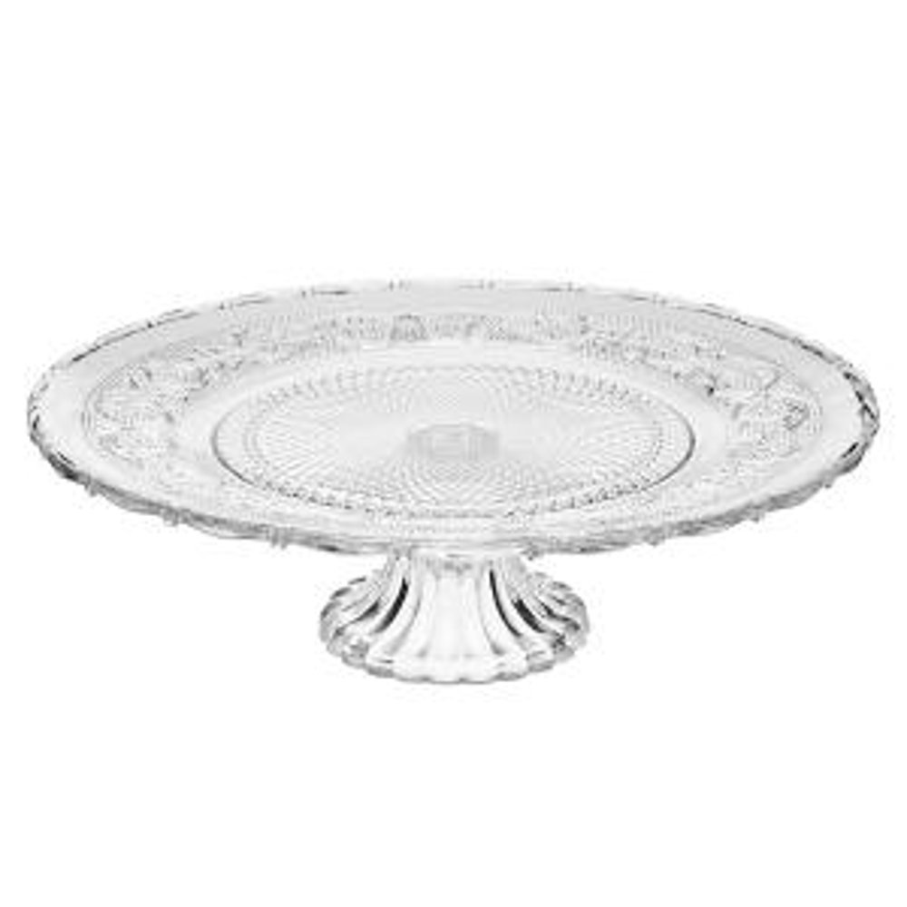 12" Renaissance Round Footed Glass Cake Plate Stand Pedestal Tray