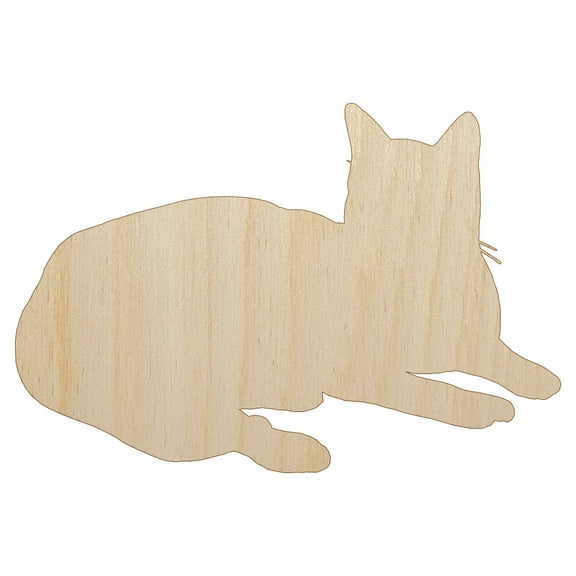 Lazy Cat Wood Shape Unfinished Piece Cutout Craft DIY Projects - 4.70 Inch Size - 1/8 Inch Thick