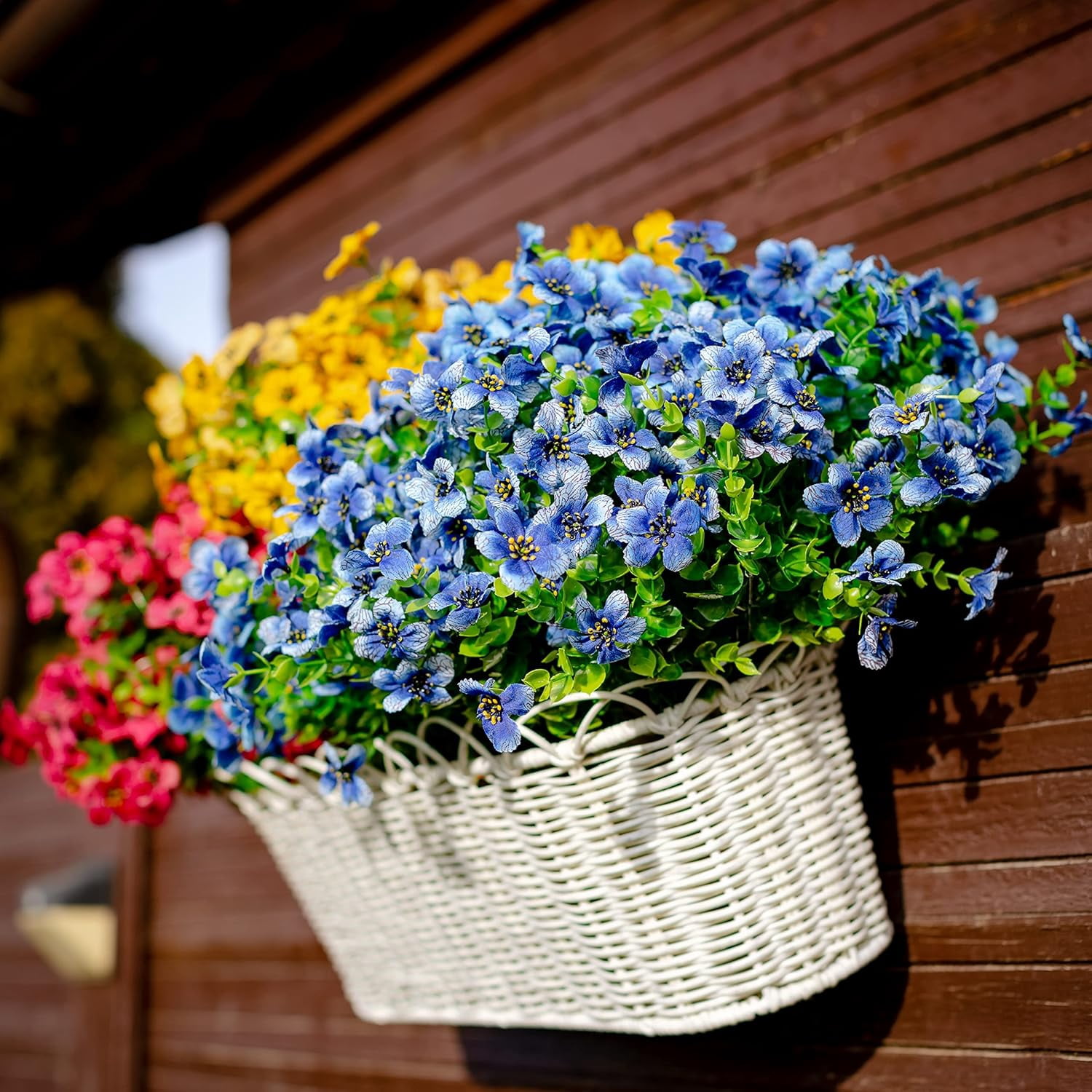 Artificial Flowers for Outdoors, 6 Bundles Artificial Plants & Flowers Outdoor, UV Resistant Faux Flowers Outdoor Fake Flowers for Outside Porch Window Box Decoration