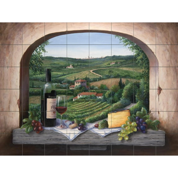Tile Mural Kitchen Backsplash - Port Wine - by Barbara Felisky