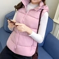 thumbnail image 6 of comerut Women Hooded Vest Detachable Hat Zipper Pockets Solid Color Thicken Cardigan Keep Warm Casual Style Sleeveless Jacket Autumn Winter Clothing for Outdoor, 6 of 8