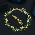 thumbnail image 4 of Elegant Royal Blue Yellow Gold Cubic Zirconia Leaf Rhinestone Bracelet for Women, 4 of 9