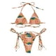 thumbnail image 1 of Traje de baño estampado floral para mujer Conjunto de bikini atrevido de corte alto con cordón anudado y aros, 1 of 5