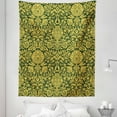 thumbnail image 1 of Floral Tapestry, Victorian Baroque Flower Motifs with Swirl Petals and Branches Print, Fabric Wall Hanging Decor for Bedroom Living Room Dorm, 5 Sizes, Green Earth Yellow, by Ambesonne, 1 of 1