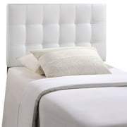 Modern Contemporary Twin Size Vinyl Headboard, White Faux Leather