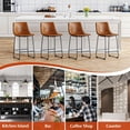 thumbnail image 4 of Mid-Century Bar Stools Set of 2, Comfortable, Ergonomic Dining Chairs with Waterproof PU Leather for Kitchen, Home Furniture, 4 of 10