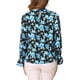 thumbnail image 3 of INSPIRAR CHIC Blusa Vintage de Manga Larga con Volantes y Cuello en V Floral para Mujeres XL Negro Azul Claro, 3 of 5