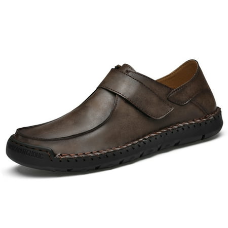 Men s Casual Leather Loafers Comfortable Soft Lightweight Driving Walking Dress Shoes Fashion Slip-On Handmade Flats Brown 6.5 US