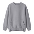 thumbnail image 6 of ATOGUTA Girls Crewneck Sweatshirt Gray Kids Long Sleeve Sweatshirts Casual Fashion Spring Fall Clothes with Pockets Size 3T-14, 6 of 8
