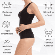 Farmacell Womens Push-up Camisole, Shaping Control Vest with Flat Tummy and Push-up Effect, Made in Italy, Black, XL, Cod. 607