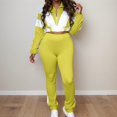 thumbnail image 2 of Unir Women Casual 2 Piece Sweatsuit, Brushed Polyester Color Block Zip Crop Top & Stretch Slim Jogger Pants Comfort Daily Outfit S-XXL True To Size, 2 of 5