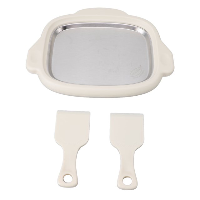Machine à Frire la Crème Glacée avec 2 Pelles Plaque en Acier Inoxydable 304 Machine à Crème Glacée Roulée Machine à Yogourt Frit pour la Maison