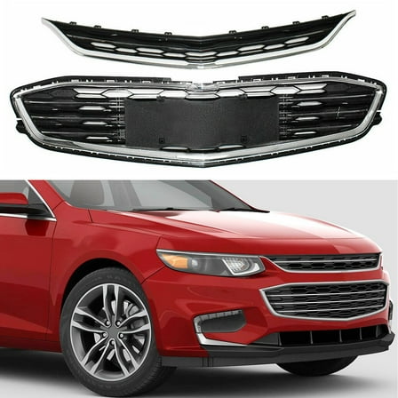 Fit for Chevrolet Malibu 2016-2018 Chrome Front Grille Grill (Upper & Lower)