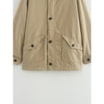 thumbnail image 4 of Mid-Length Oversized Canvas Jacket for Women with Contrast Corduroy Collar, Loose Fit Utility Coat, Lightweight Casual Workwear Outerwear, 4 of 7