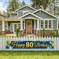 thumbnail image 6 of Blue Backdrop Banner with Golden Happy 80th Birthday Text Balloons and Star Decors Birthday Party Photography Props Birthday Decoration Party Supplies, 6 of 8