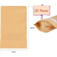 thumbnail image 2 of Food Grade Kraft Paper Bags, Zip Lock Kraft Bags, Reusable Food Packaging, Kraft Paper Bags with Window, Moisture Resistant, Kraft Bags for Seeds and Nuts, 100 Pack, 16x23cm, 2 of 5