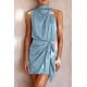 thumbnail image 2 of Vestido PRETTYGARDEN de satén sin mangas con cuello simulado y cinturón L, 2 of 8