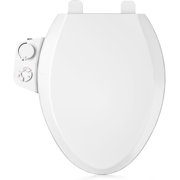 Bidet Toilet Seat Non-Electric, Fits Elongated Toilets, Dual Nozzle System, Ambient Water Temperature with Adjusting Spray Pressure, Slow Close, Easy to Install, White