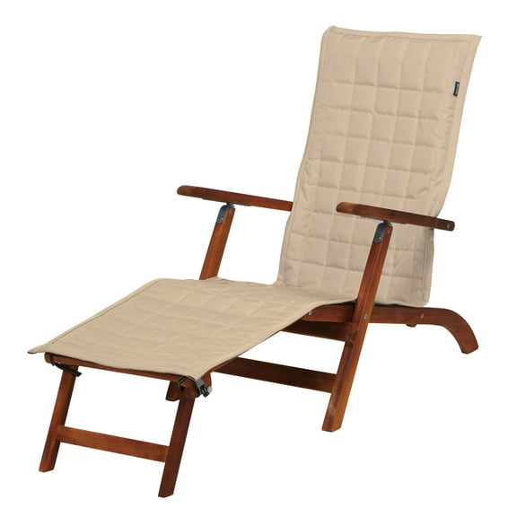 Classic Accessories Montlake Water-Resistant 69 Inch Patio Steamer Chaise Slipcover, Antique Beige