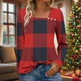 thumbnail image 2 of jobturf Long Sleeve Tunic Tops for Women Dressy Casual Asymmetric Square Neck Plaid Shirts Fall Spring Fashion Decorative Buttons Blouses, 2 of 8