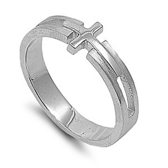 Sterling Silver Cross Ring 7mm ( Size 5 to 10)