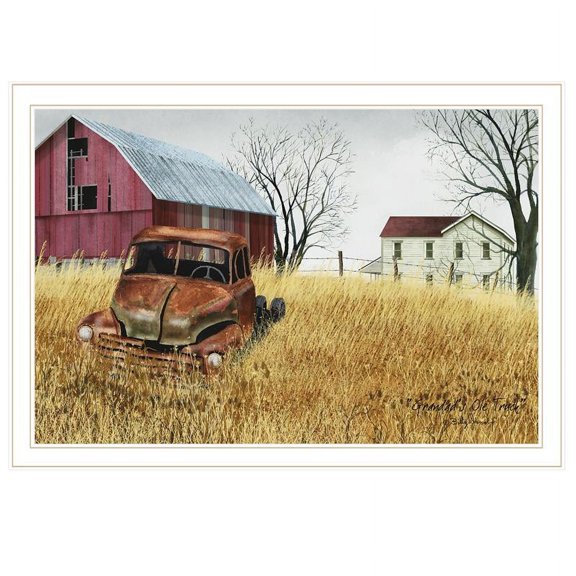 Trendy Decor4U "Granddad's Old Truck" by Billy Jacobs, Ready to Hang Framed Print, White Frame