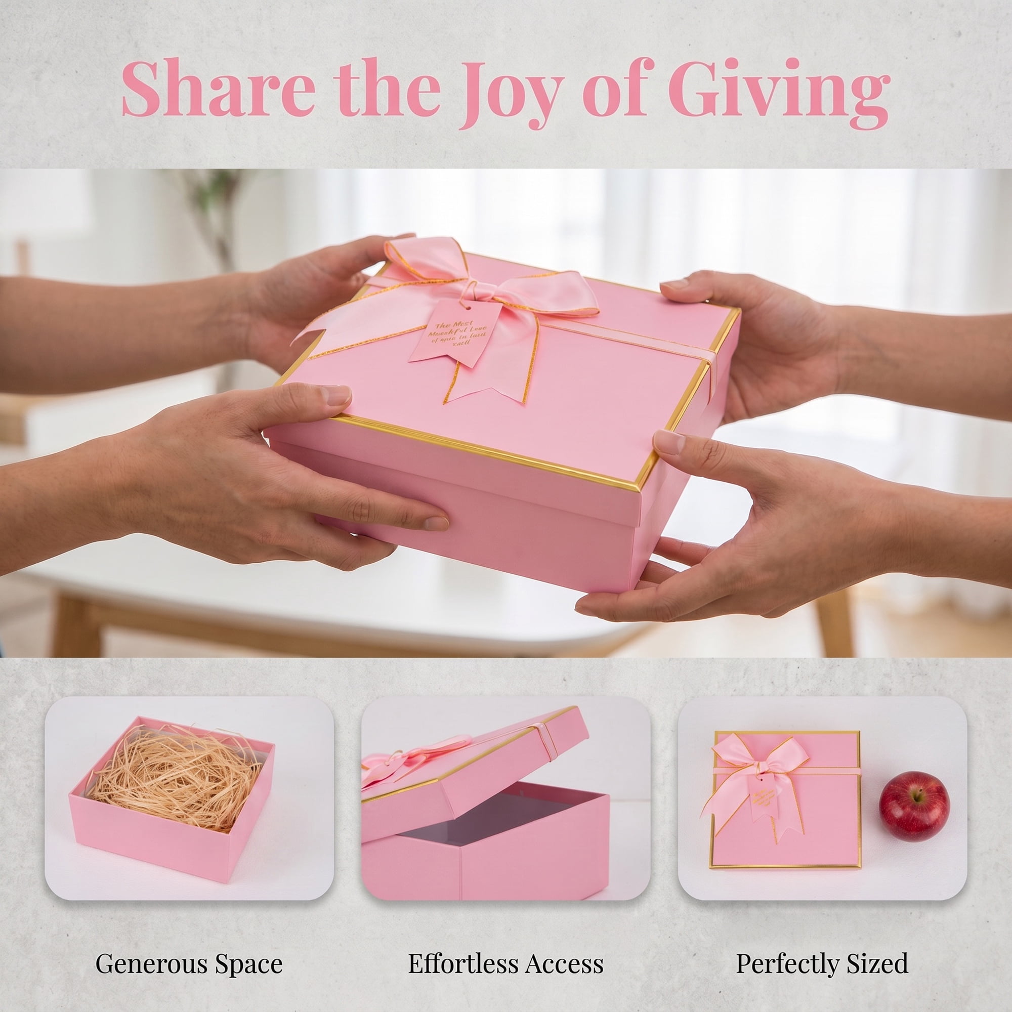 Unique Bargains Luxury Gift Box with A Ribbon Bow for All Occasions 7.9"x 7.1" x 3.1"
