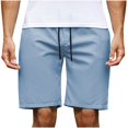 thumbnail image 4 of ZCFZJW Mens Elastic Waist Cargo Shorts Trendy Athletic Workout Short Pants Lightweight Regular Fit Summer Casual Drawstring Bermuda Shorts with Pockets Light Blue M, 4 of 6