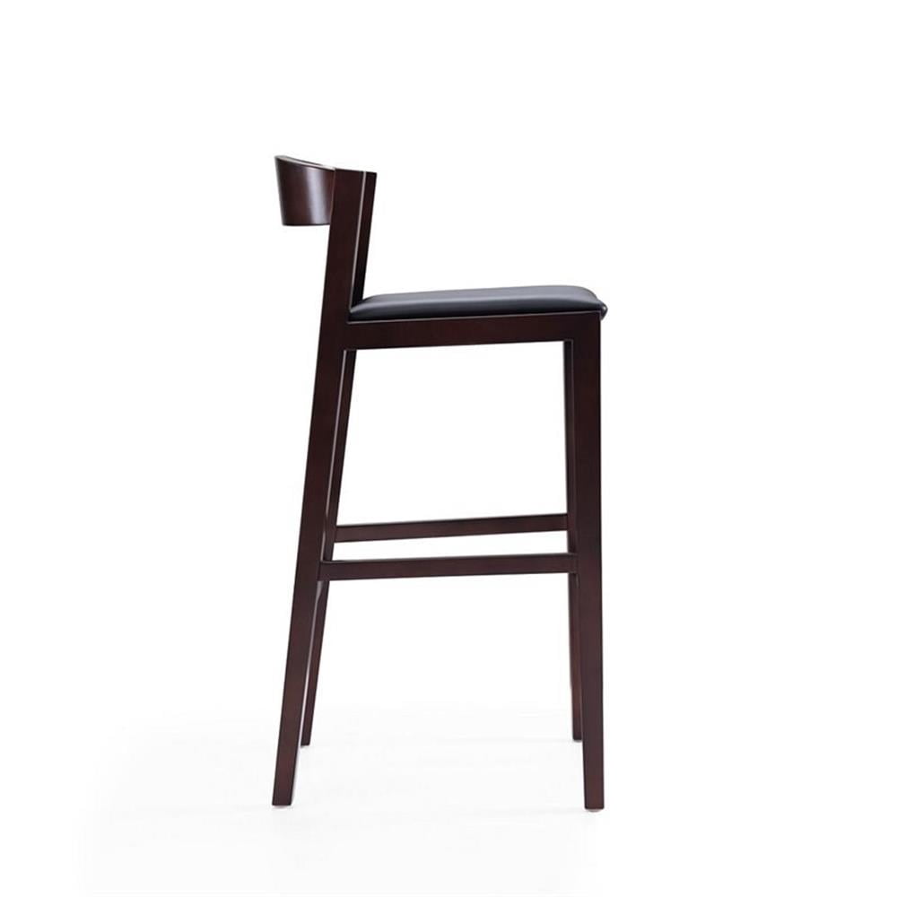 Manhattan Comfort Klismos 30.5" Faux Leather Barstool in Black (Set of 3)