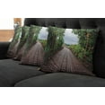 thumbnail image 2 of Ambesonne Tropical Throw Pillow Cover 4 Pack, Wooden Bridge Exotic, 20", Brown Green, 2 of 6