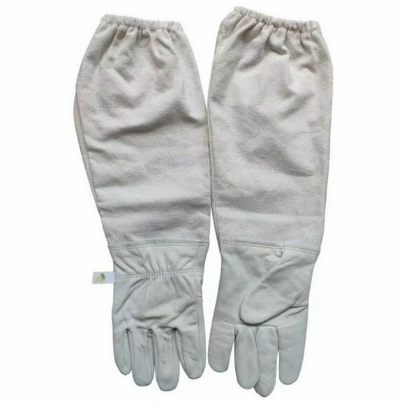 1 Pair Of Beekeeping Protective Gloves Goatskin Vented Cotton Long Sleeves Elastic XL For Beekeeper