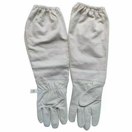 

YSJZBS 1 Pair Of Beekeeping Protective Gloves Goatskin Vented Cotton Long Sleeves Elastic XL For Beekeeper